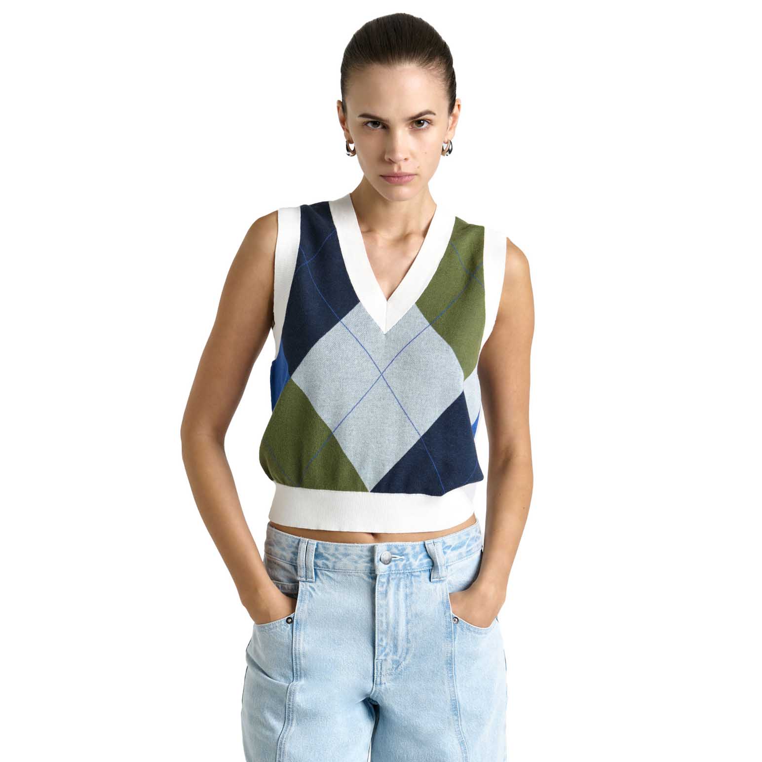 Cue Argyle V-Neck Vest